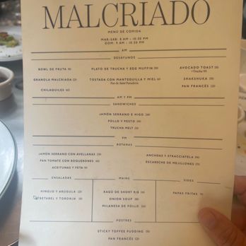 malcriado - Menu - Breakfast & Brunch Near Me malcriado - Menu - Breakfast & Brunch Near Me