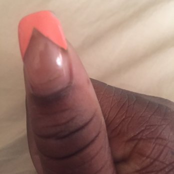 Fancy Salon - This is my other thumb way you can see the previous acrylic underneath the acrylic that I just got. - Tanning Near Me - Dorchester Center, Massachusetts