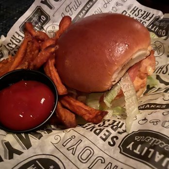 Mill Creek Tavern - country fried chicken sandwich w/ sweet potato fries - American Near Me - Bayville, New York Mill Creek Tavern - country fried chicken sandwich w/ sweet potato fries - American Near Me - Bayville, New York