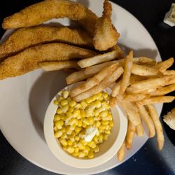 Junie Moon Cafe - Catfish with fries and corn