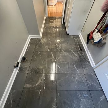 Tile Yoda - Marble pattern tile laundry room floor - Tiling Near Me - Greenville, South Carolina Tile Yoda - Marble pattern tile laundry room floor - Tiling Near Me - Greenville, South Carolina