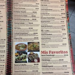 La cabana - Menu