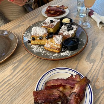 The Garden Table - Blueberry Hotcake Stack Plates and Black Pepper Bacon - Breakfast & Brunch Near Me - Indianapolis, Indiana