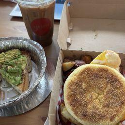 Avocado toast and breakfast sandwich Avocado toast and breakfast sandwich