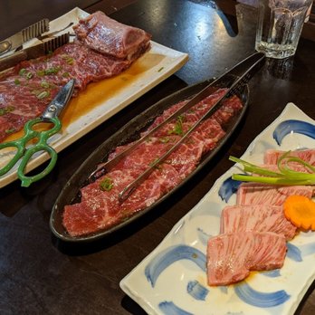 Chicago Kalbi - Left to right: Hone kalbi, kalbi (Japanese style), Japanese Wagyu rib eye - Korean Near Me - Chicago, Illinois