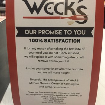 Weck's - Weck's management promise - American Near Me - Farmington, New Mexico Weck's - Weck's management promise - American Near Me - Farmington, New Mexico
