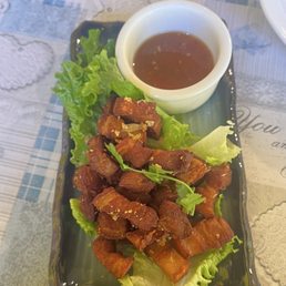 Crispy garlic pork belly