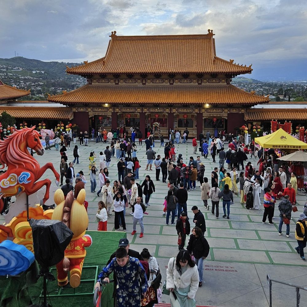 Hsi Lai Temple - Courtyard between the last 2 shrines - Buddhist Temples Near Me - Hacienda Heights, California
