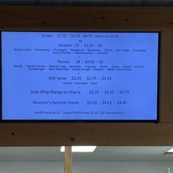 Jac’s Parlor - Ice cream menu