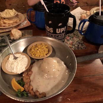 Chicken Fried Steak Dinner With Cottage Cheese Corn And Mashed