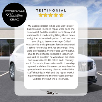 Watsonville Cadillac GMC - 20% Off Your Service For 1st Time Customers To Our Certified Repair Center! Check Our Website For More Specials & Come See Us Watsonville! - Auto Repair Near Me - Watsonville, California Watsonville Cadillac GMC - 20% Off Your Service For 1st Time Customers To Our Certified Repair Center! Check Our Website For More Specials & Come See Us Watsonville! - Auto Repair Near Me - Watsonville, California