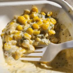 Tantrum Barbecue - Cream corn with serious green chile flavor & spicy kick.