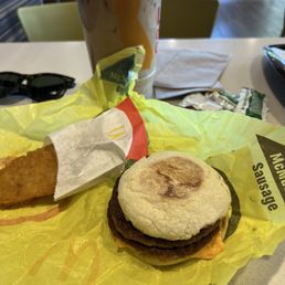 Sausage McMuffin with Hash Brown and Iced Coffee
