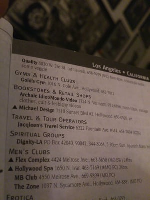 Photo of M B Club - Los Angeles, CA, US. Damron guide 1997 listing of The MB Club.