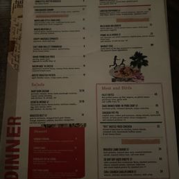 Dinner menu Dinner menu