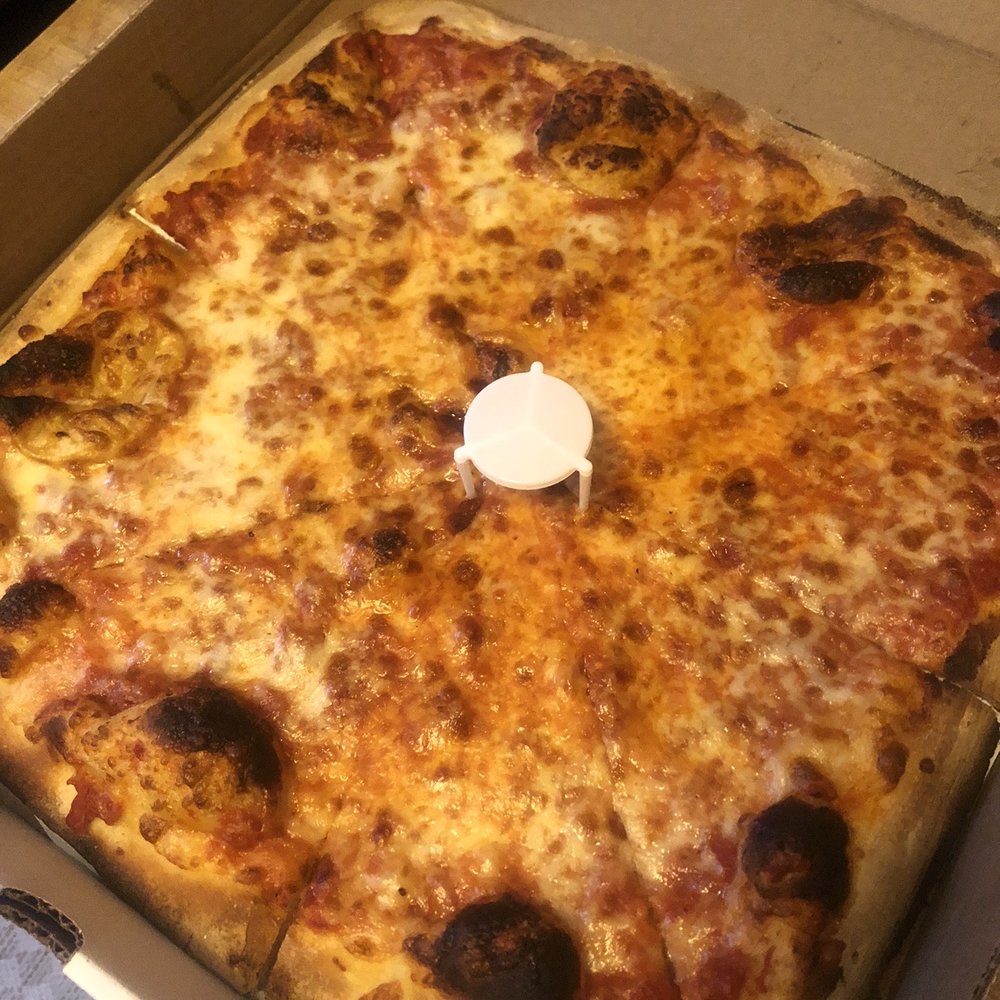 14" cheese pizza--we think Neapolitan since it's square (??) but since our order was wrong we're not sure! ($14.00 on Doordash, October 2020