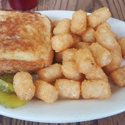 Corner Station - Patty melt and tator tots