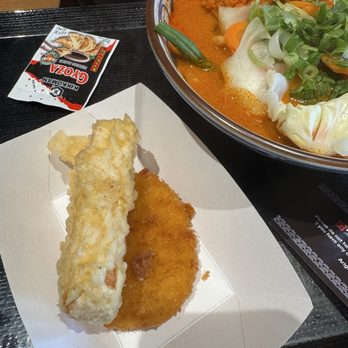 Marugame Udon - Potato Croquette and Egg Omelette Tempura - Japanese Near Me - Tukwila, Washington Marugame Udon - Potato Croquette and Egg Omelette Tempura - Japanese Near Me - Tukwila, Washington