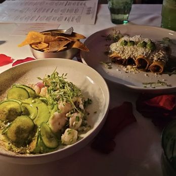 Flora - Red snapper ceviche and Crispy Chicken Taquitos - Mexican Near Me - Houston, Texas Flora - Red snapper ceviche and Crispy Chicken Taquitos - Mexican Near Me - Houston, Texas