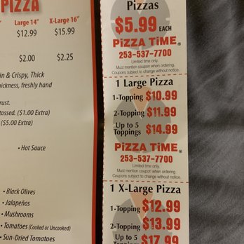 Pizza Time - Coupons! - Pizza Near Me - Spanaway, Washington Pizza Time - Coupons! - Pizza Near Me - Spanaway, Washington