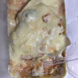 Sbarro - It's a shitty white sauce from Sbarro it tastes cheap the kind you could eat in a school cafeteria they sure have cut costs