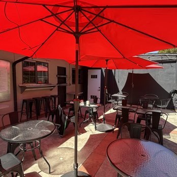 Café Little Deer - Patio with umbrellas: Red umbrellas over the order window patio - Cafes Near Me - Santa Rosa, California Café Little Deer - Patio with umbrellas: Red umbrellas over the order window patio - Cafes Near Me - Santa Rosa, California