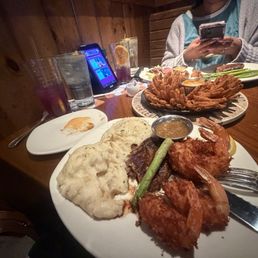 mashed potatoes , shrimp and choice cut steak mashed potatoes , shrimp and choice cut steak