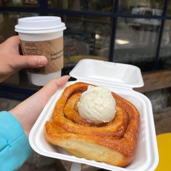 Hot Buns Bakery - Cinnamon Bun and Small Coffee ($5.50 Promo) - Creperies Near Me - Whistler, British Columbia Hot Buns Bakery - Cinnamon Bun and Small Coffee ($5.50 Promo) - Creperies Near Me - Whistler, British Columbia