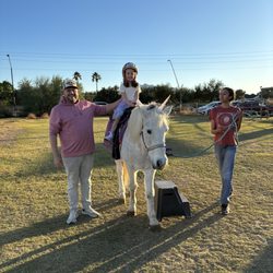 Charming Pony Ranch Parties - Our birthday girl was THRILLED to ride a unicorn! :)
