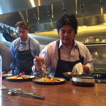 Le Comptoir - Chef Gary Menes adding a final touch - New American Near Me - Los Angeles, California Le Comptoir - Chef Gary Menes adding a final touch - New American Near Me - Los Angeles, California