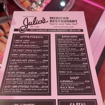 Julio's Too - Menu - Mexican Near Me - Scottsdale, Arizona Julio's Too - Menu - Mexican Near Me - Scottsdale, Arizona