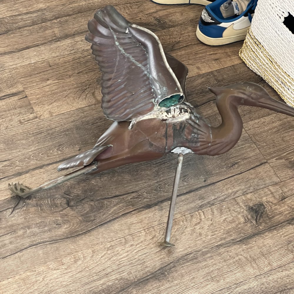 Tony's Welding - Damaged heron weather vane - Metal Fabricators Near Me - Barnegat, New Jersey Tony's Welding - Damaged heron weather vane - Metal Fabricators Near Me - Barnegat, New Jersey