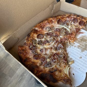 Jeff's Pizza - MeatZaa with garlic and onions - Pizza Near Me - East Providence, Rhode Island