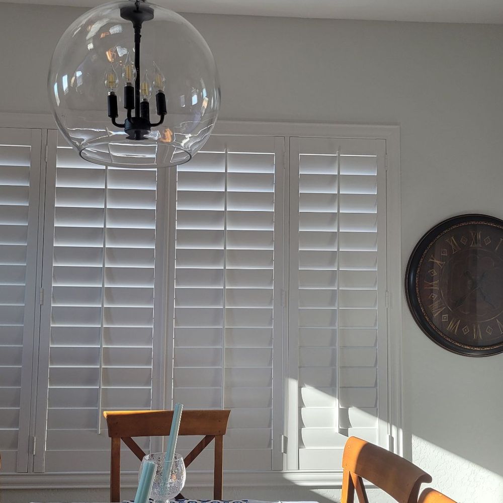 Southwest Blinds & Shutters - Plantation Shutters in the dining room. - Shades & Blinds Near Me - Gilbert, Arizona Southwest Blinds & Shutters - Plantation Shutters in the dining room. - Shades & Blinds Near Me - Gilbert, Arizona
