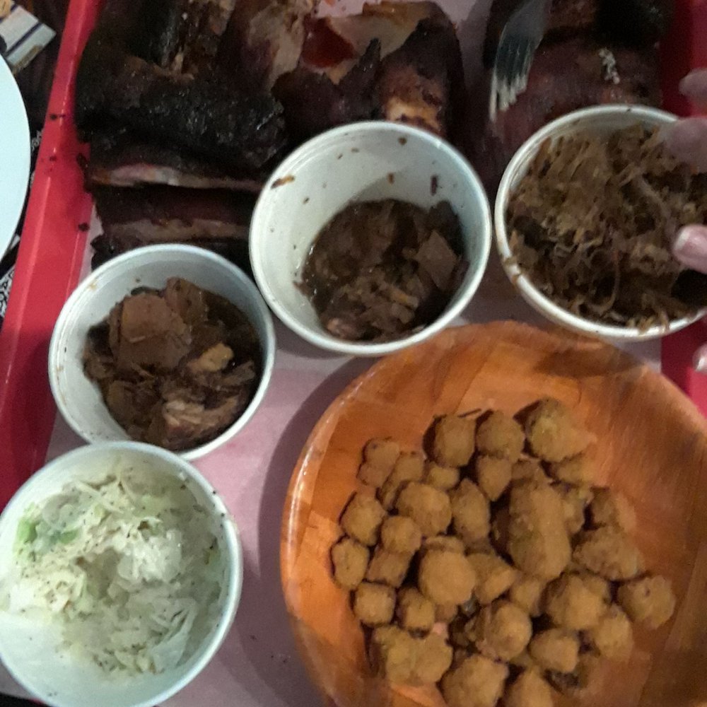 Red House BBQ - Some of our Family Feast.  Everyone from our group of 8 left full and happy.  We still had to bring home some leftovers. - Barbeque Near Me - Tehachapi, California