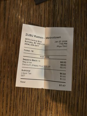 Menu photo 1 ZUBU Burnaby, BC Menu photo 1 ZUBU Burnaby, BC