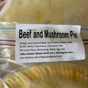 The Log Farm - Large, frozen, fully cooked Beef and Mushroom Pie from Shepherd's Spring Farm ($26) - Farms Near Me - Nepean, Ontario