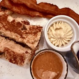 French toast + macadamia butter + vanilla butter + maple syrup = French toast + macadamia butter + vanilla butter + maple syrup =