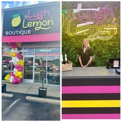 Lush Lemon Boutique - Exterior of the store and one of the owners, Denise.