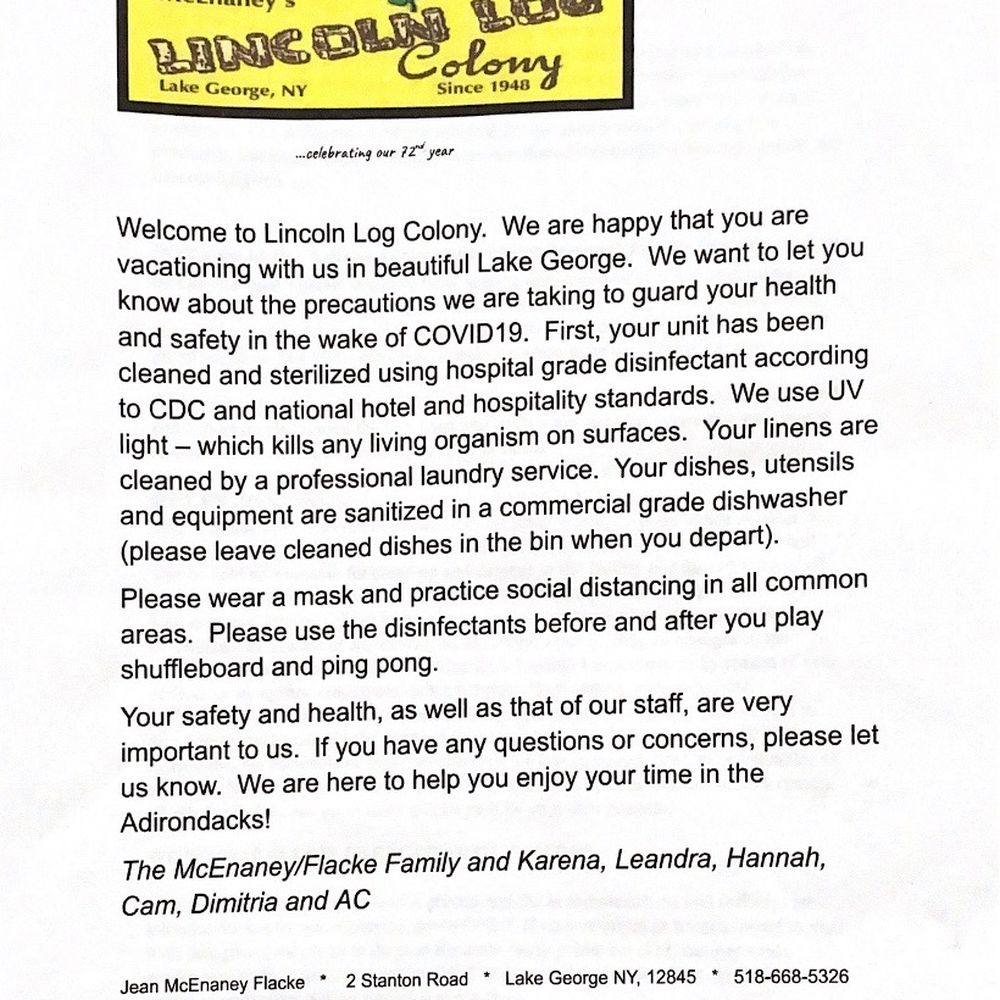 McEnaney's Lincoln Log Colony - Info and rules from fall 2020 page 1/4 - Hotels Near Me - Lake George, New York McEnaney's Lincoln Log Colony - Info and rules from fall 2020 page 1/4 - Hotels Near Me - Lake George, New York