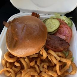 Bloomfield burger and fries.