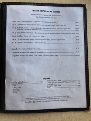 Menu photo 2 El Camino Dining Room Albuquerque, NM