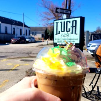 LUCA eats - Mardi Gras latte with the works - Cafes Near Me - New Orleans, Louisiana