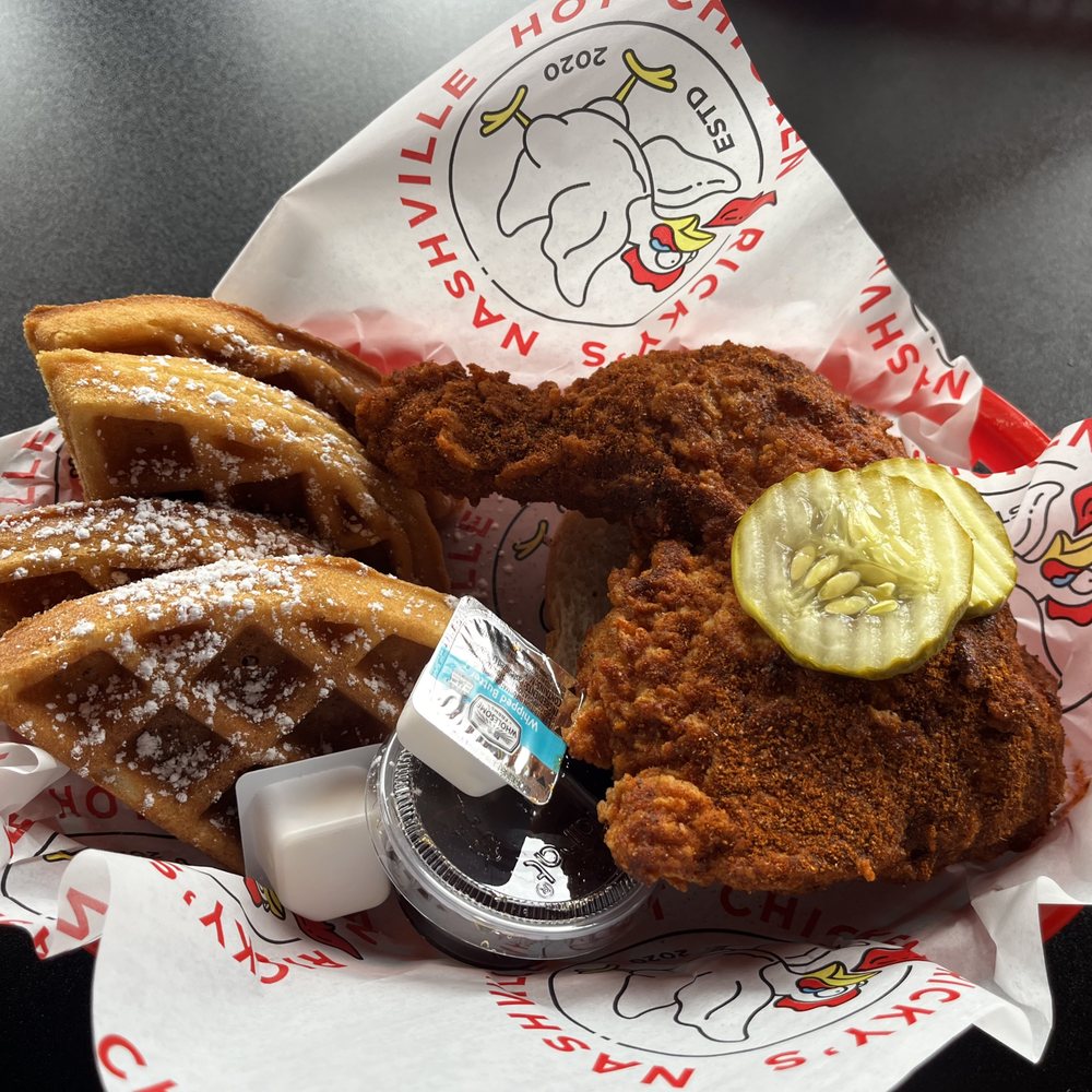 Ricky's Hot Chicken - 1/4 Chicken n Waffle (hot) - Chicken Wings Near Me - Plano, Texas Ricky's Hot Chicken - 1/4 Chicken n Waffle (hot) - Chicken Wings Near Me - Plano, Texas