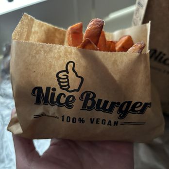 Nice Burger - Size of SWEET POTATO FRIES - Vegan Near Me - Stanton, California Nice Burger - Size of SWEET POTATO FRIES - Vegan Near Me - Stanton, California