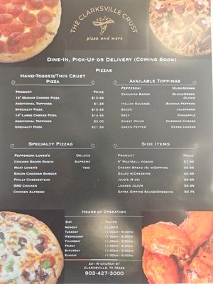 Menu photo 6 The Clarksville Crust Clarksville, TX