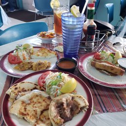 Papusas, fried cheese and fried chicken tacos