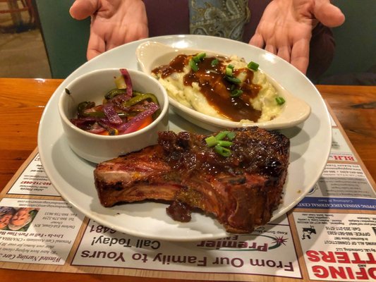 Photo of Nodine's Smokehouse - Canton, CT, US. Pork Chop dinner.
