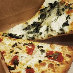 Bello Pizza - Margherita slice and Spinach white slice