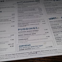 Gluten free menu